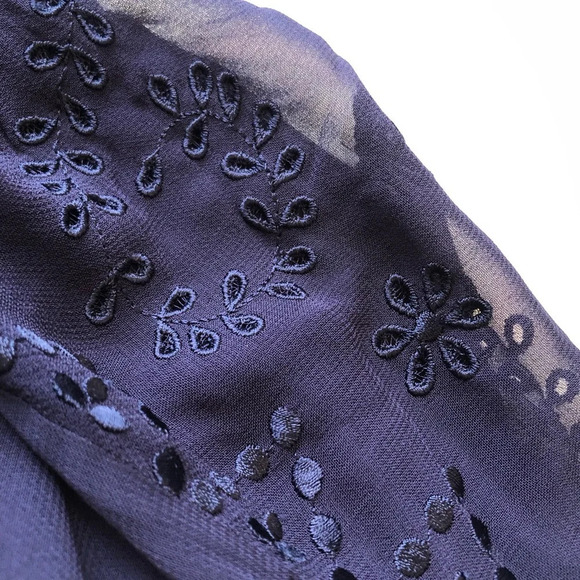 Free People Yours Truly Navy Embroidered Cowl Neck Sheer Maxi Slip Dress Small - Picture 10 of 12